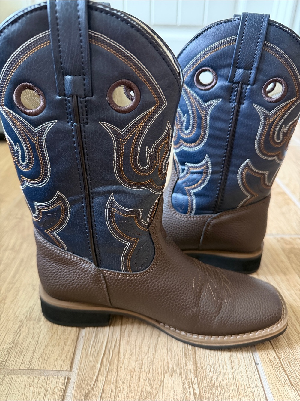 Magellan Outdoors Brown and Navy Kids Western Boots - Picture 2 of 4